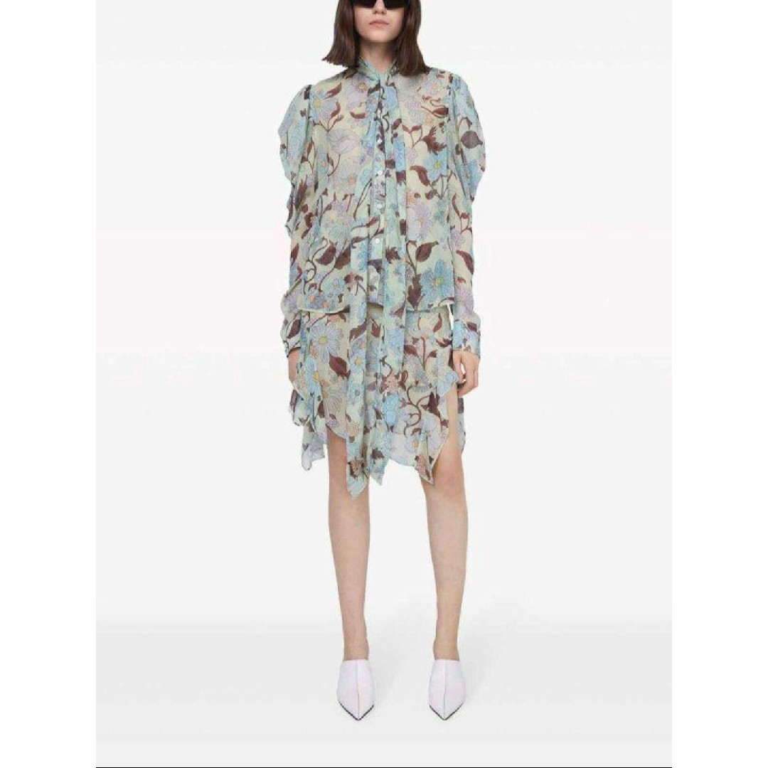 Stella McCartney(ステラマッカートニー)のStella McCartney ブラウス 花柄 ボウタイ ブルー系 レディースのトップス(シャツ/ブラウス(長袖/七分))の商品写真