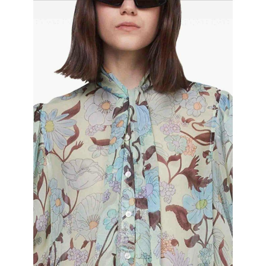 Stella McCartney(ステラマッカートニー)のStella McCartney ブラウス 花柄 ボウタイ ブルー系 レディースのトップス(シャツ/ブラウス(長袖/七分))の商品写真