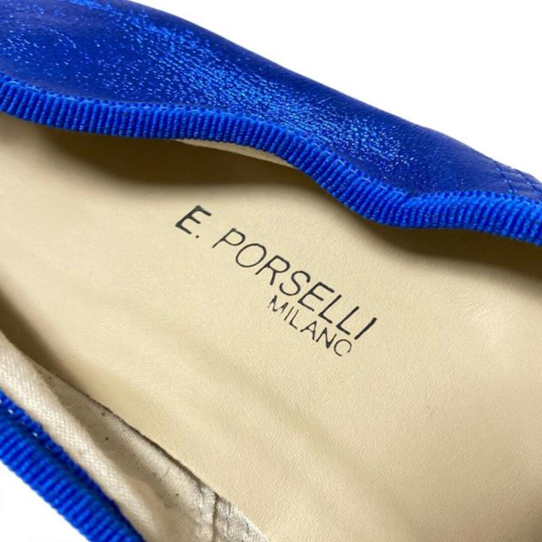 E.PORSELLI(ポルセリ) フラットシューズ 37 レディース - ブルー リボン レザー レディースの靴/シューズ(その他)の商品写真