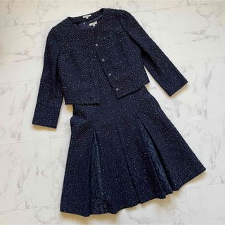 TOCCA - 美品　TOCCAトッカ　ワンピーススーツ セレモニー ツイード ネイビー