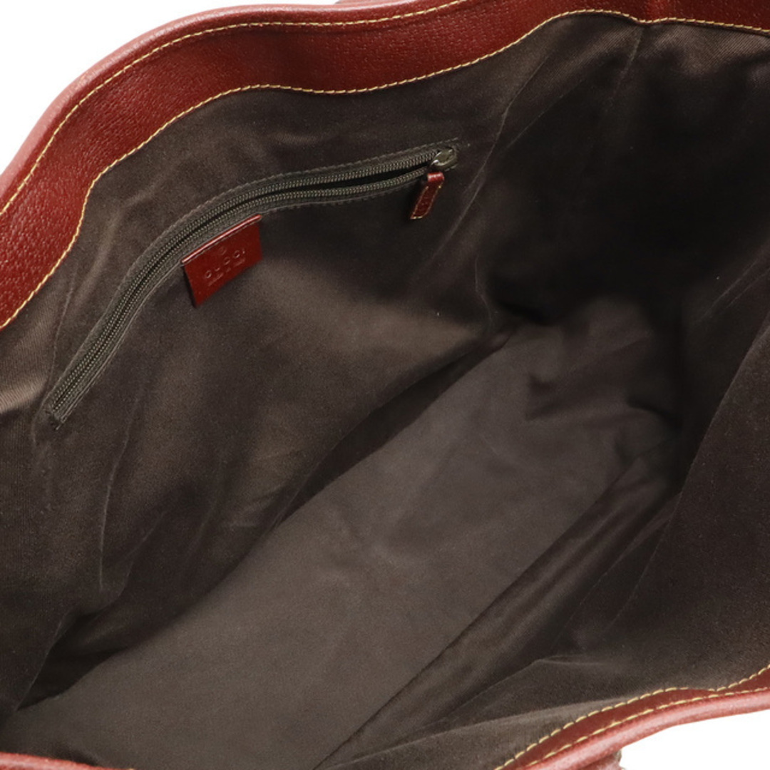 GUCCI(グッチ)のGUCCI グッチ GGキャンバス トートバッグ ショルダーバッグ セミショルダー 肩掛け レザー カーキベージュ ボルドー シルバー金具 113017 レディースのバッグ(トートバッグ)の商品写真