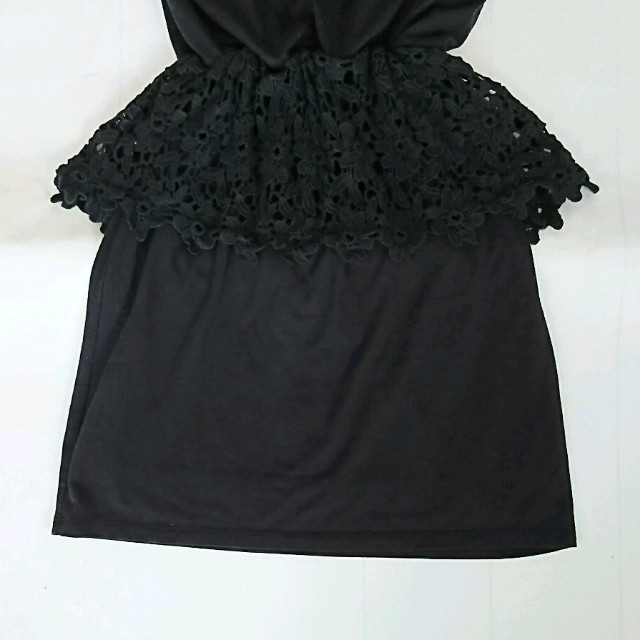 rienda(リエンダ)の黒胸元ｺｯﾄﾝﾚｰｽワンピース レディースのワンピース(ミニワンピース)の商品写真