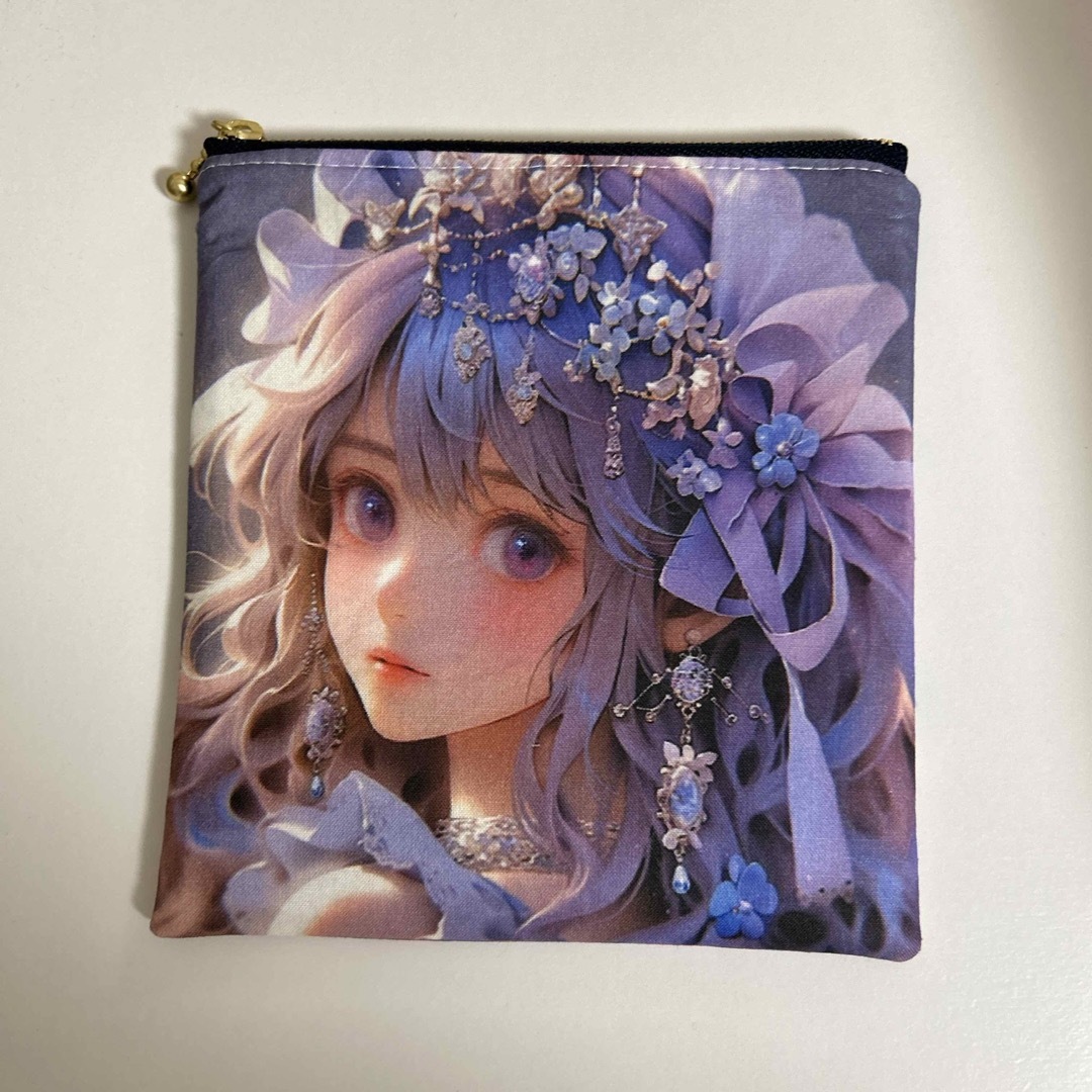 ハンドメイド　ポーチ　両面　女の子パネル レディースのファッション小物(ポーチ)の商品写真