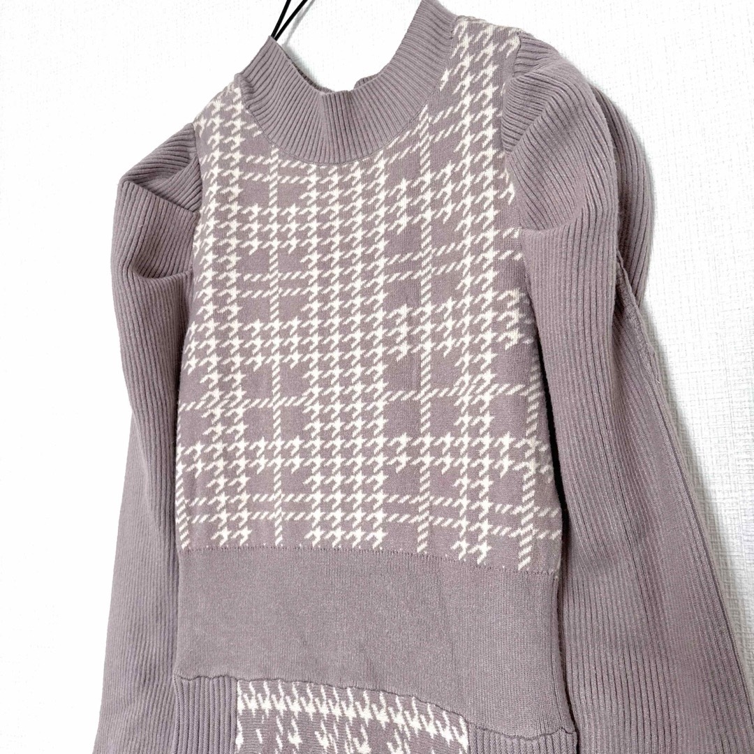 【美品】NOMAEノーマエ/ジャガードニットロングワンピースライン2way前後M レディースのワンピース(ロングワンピース/マキシワンピース)の商品写真