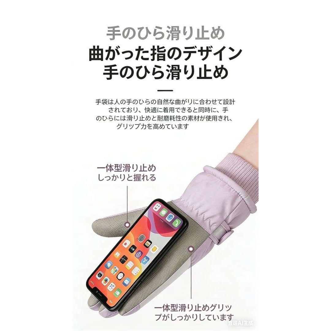 スマホタッチ操作防寒防水防風 冬グローブスキースノーボード自転車改良版濃い黒い メンズのファッション小物(手袋)の商品写真