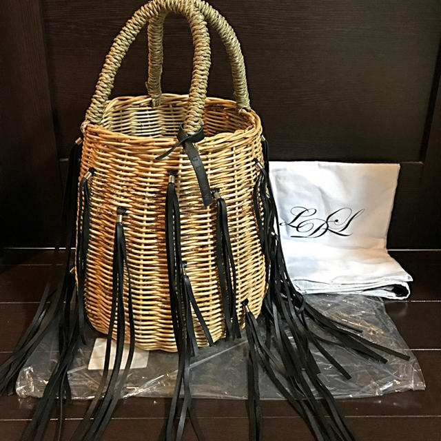 LUDLOW - 新品 未使用 ラドロー 完売 黒 フリンジ バスケット カゴ