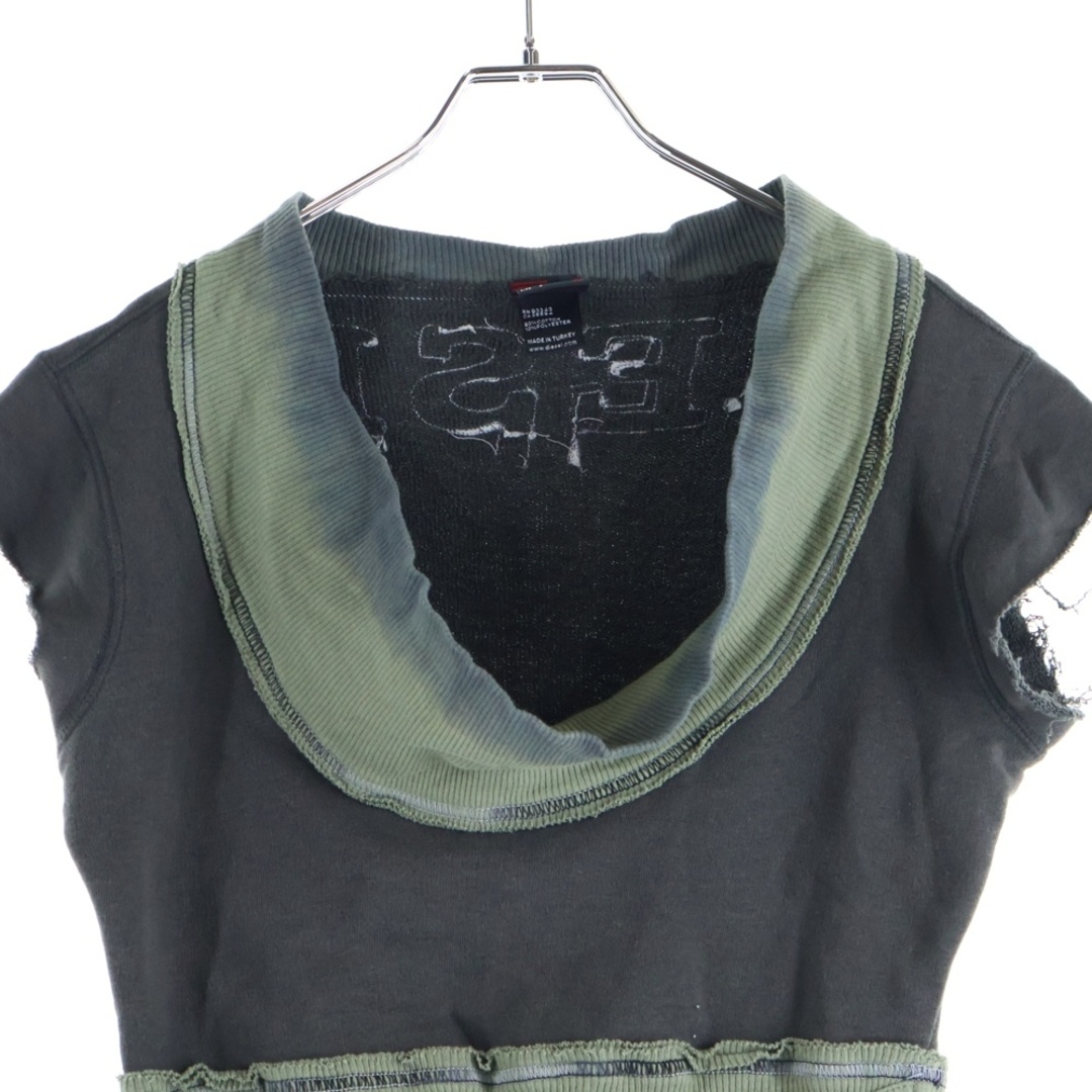 DIESEL(ディーゼル)のDIESEL ディーゼル ボートネック ショート丈 バックロゴ Tシャツ カットソー グレー レディース レディースのトップス(Tシャツ(半袖/袖なし))の商品写真