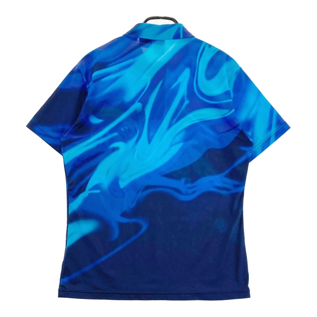 サイズ：O DESCENTE GOLF デサントゴルフ  半袖ポロシャツ 総柄 ブルー系 [240101578956] ゴルフウェア メンズ ストスト スポーツ/アウトドアのゴルフ(ウエア)の商品写真