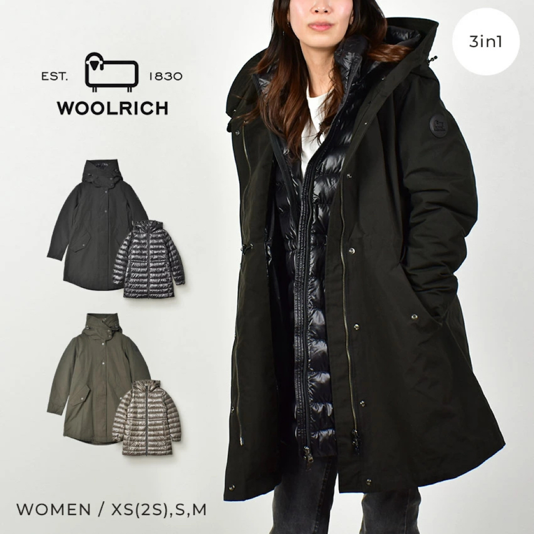 WOOLRICH(ウールリッチ)のWOOLRICH ウールリッチ　ロング ミリタリー 3in1 ダウン パーカ レディースのジャケット/アウター(ダウンコート)の商品写真
