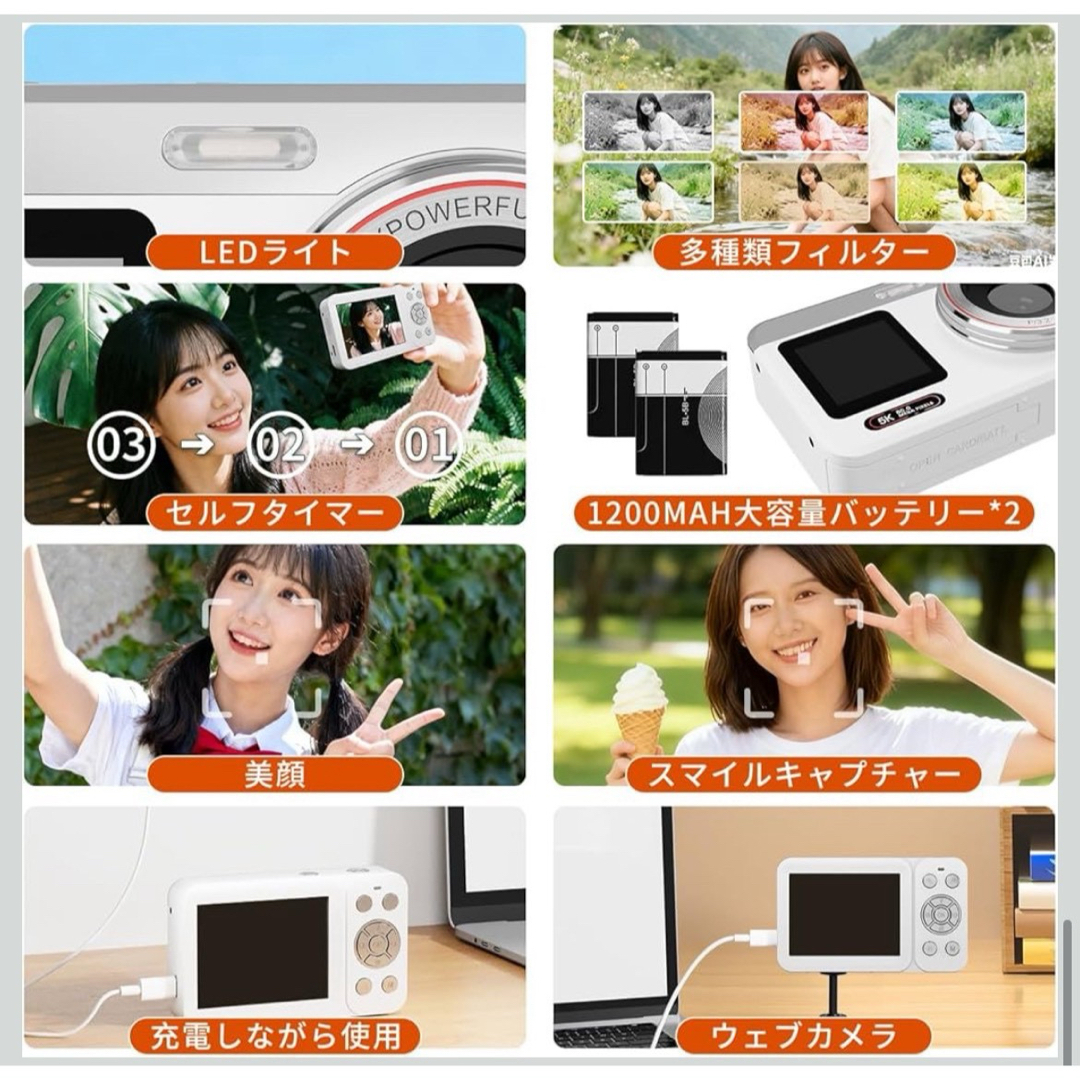 5K デジカメ スマホに送れる デジタルカメラ WIFI転送機能 8000万画素 スマホ/家電/カメラのカメラ(コンパクトデジタルカメラ)の商品写真