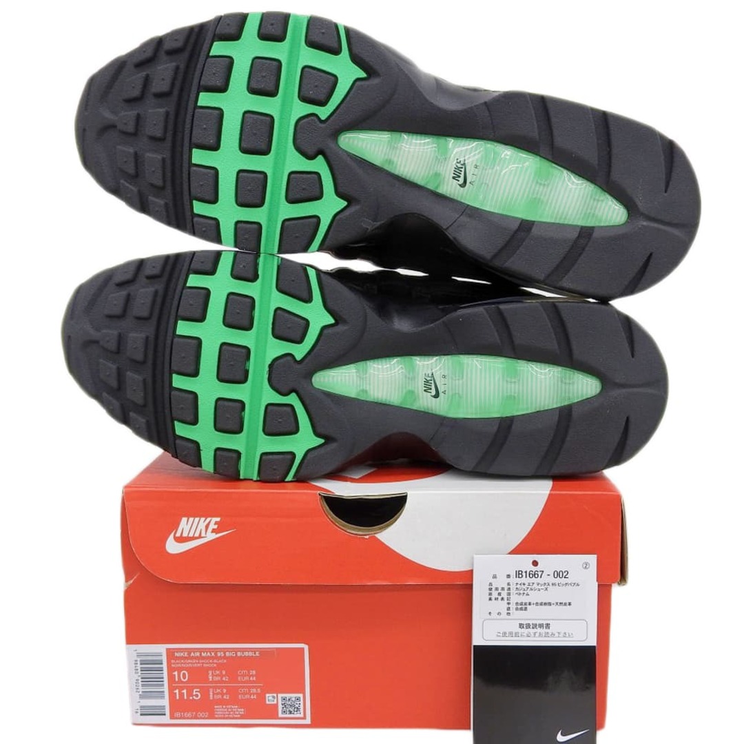 NIKE(ナイキ)のナイキ 未使用 AIR MAX 95 OG GREEN SHOCK スニーカー シューズ メンズ ブラック×グリーン 28.0cm IB1667-002 10(US) メンズの靴/シューズ(スニーカー)の商品写真