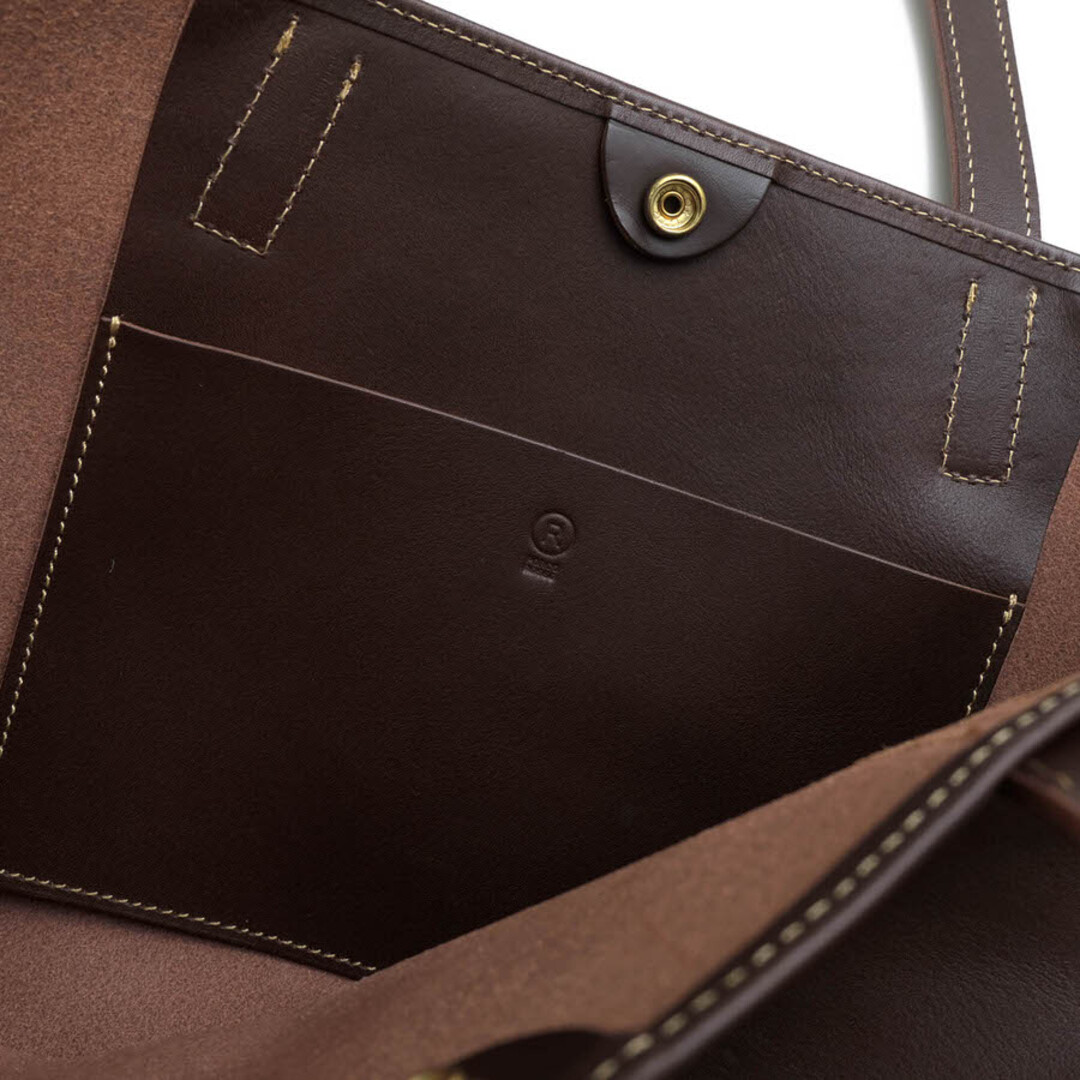 ポルコロッソ／PORCO ROSSO バッグ トートバッグ 鞄 ハンドバッグ メンズ 男性 男性用 レザー 革 本革 ダークブラウン 茶 ブラウン  pr-to-5 Horizontal Tote bag M ホリゾンタル A4サイズ収納可 肩掛け ワンショルダーバッグ メンズのバッグ(トートバッグ)の商品写真