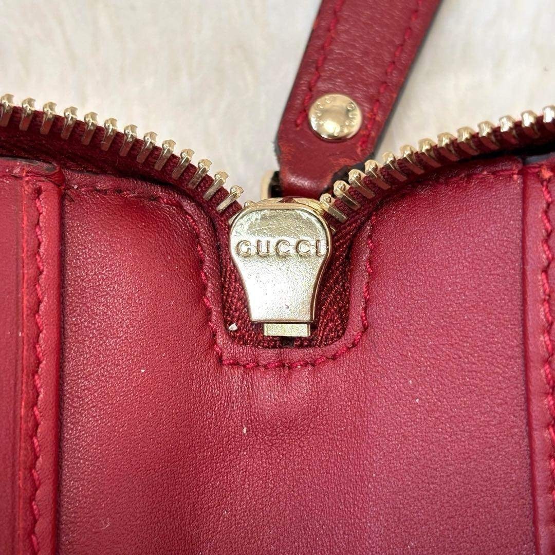 GUCCI(グッチ)の美品 グッチ オーガナイザー 2層式 ラウンドファスナー マイクロシマ GG 赤 メンズのファッション小物(長財布)の商品写真