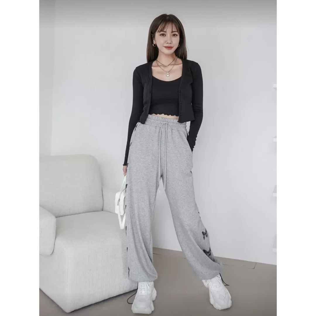 蝶々プリントスウェットパンツ/ジャージトレパン/ルームウェア レディースのパンツ(カジュアルパンツ)の商品写真