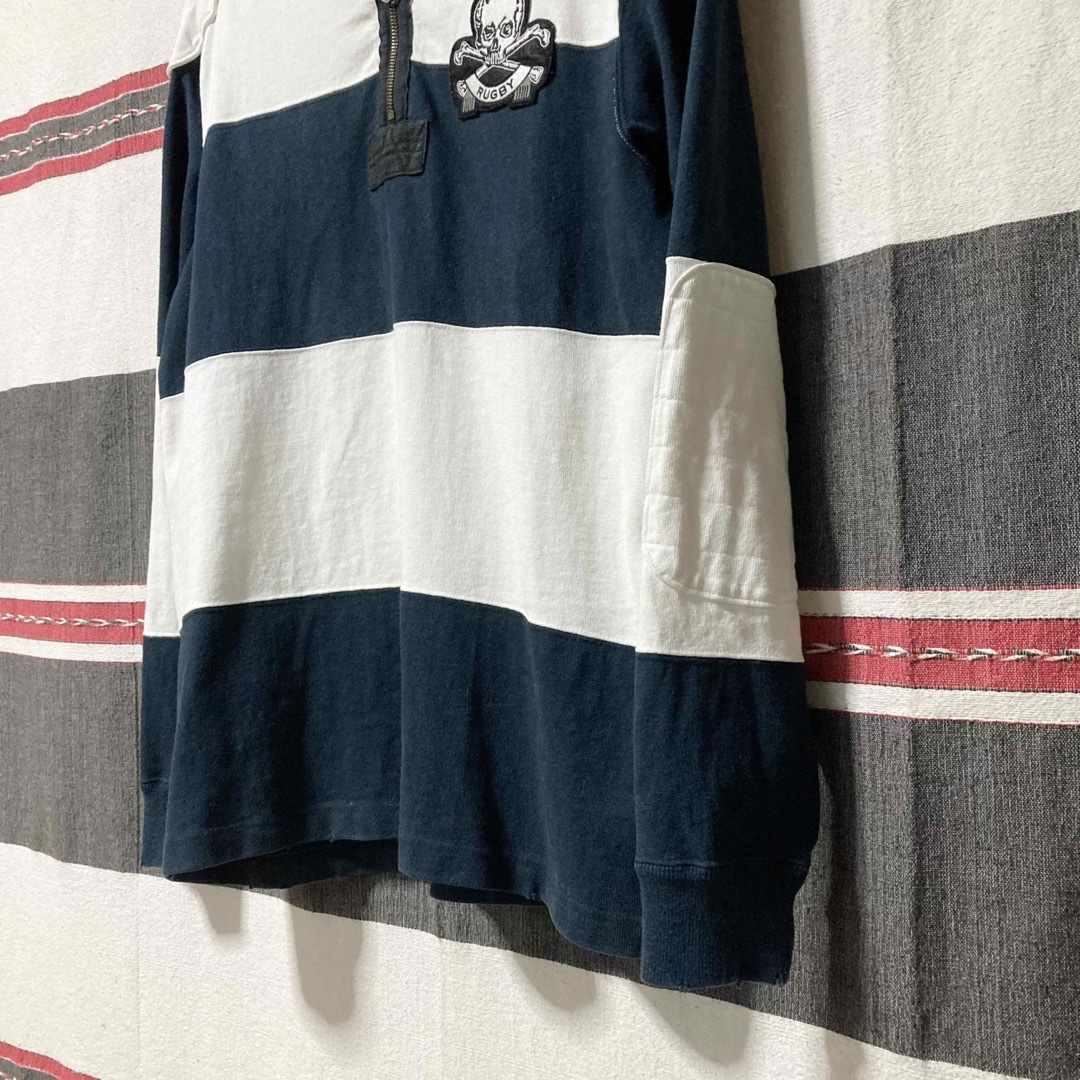 POLO RUGBY(ポロラグビー)の00sRUGBY RALPH LAUREN 白黒太ボーダースカルラガシャツ 希少 メンズのトップス(ポロシャツ)の商品写真