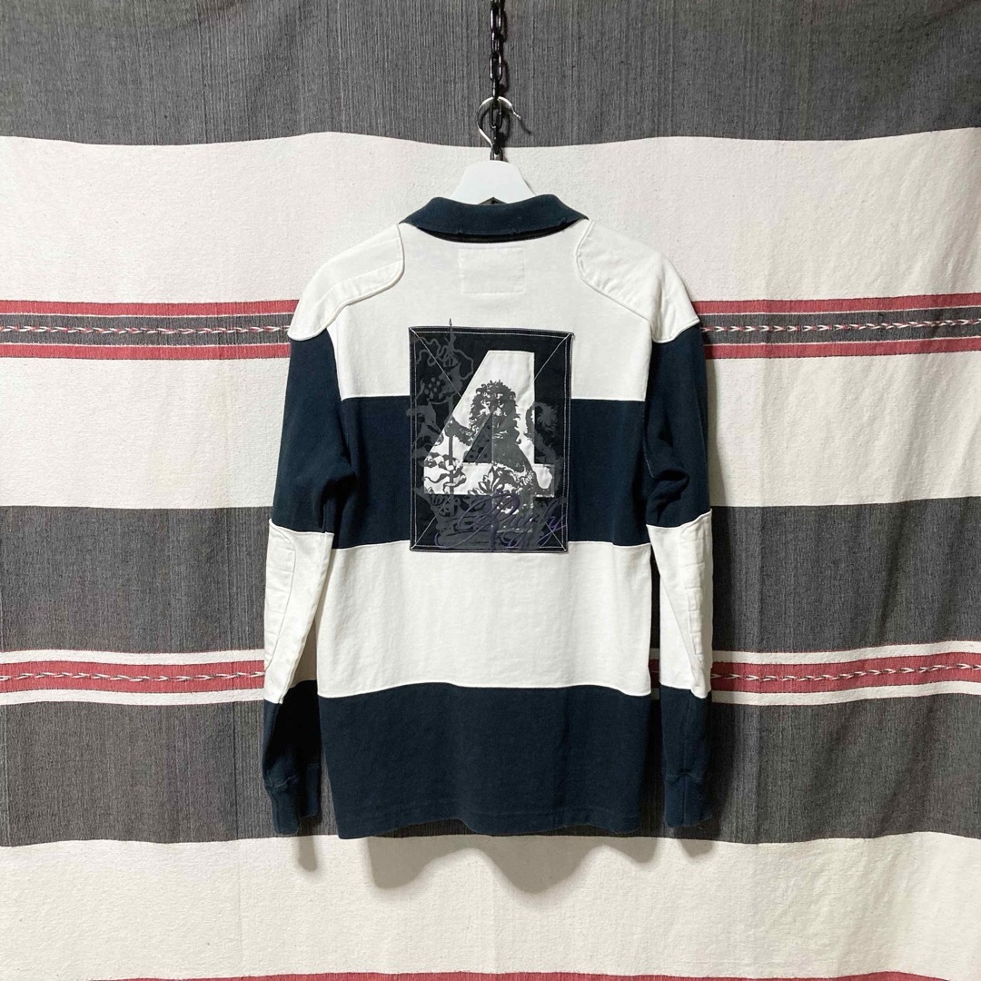 POLO RUGBY(ポロラグビー)の00sRUGBY RALPH LAUREN 白黒太ボーダースカルラガシャツ 希少 メンズのトップス(ポロシャツ)の商品写真