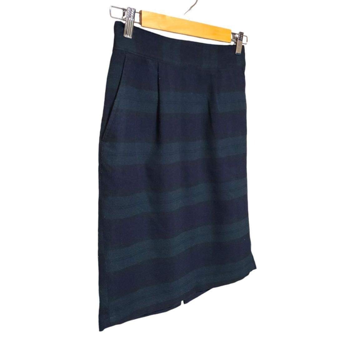 chocol raffine robe(ショコラフィネローブ)のc731【ショコラフィネローブ】台形スカート　ゴムウエスト　ボーダー系　M 古着 レディースのスカート(ロングスカート)の商品写真