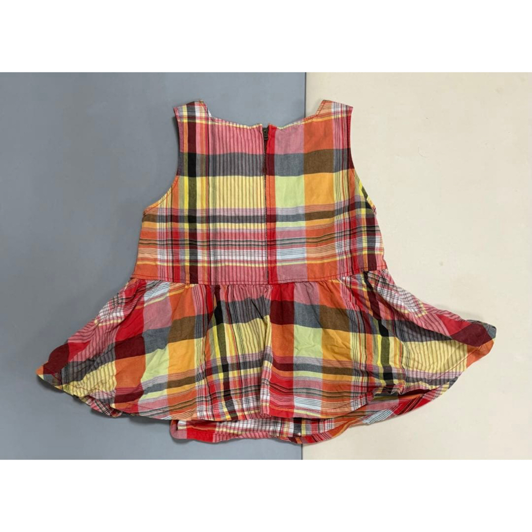 BeBe(ベベ)の【BeBe べべ】ノースリーブワンピース　チェック柄　女の子　80cm キッズ/ベビー/マタニティのベビー服(~85cm)(ワンピース)の商品写真