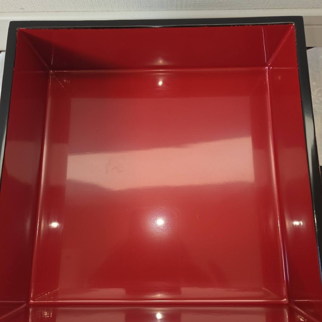 菖蒲と橋の重箱(六寸角三段重)高級漆器 エンタメ/ホビーの美術品/アンティーク(漆芸)の商品写真