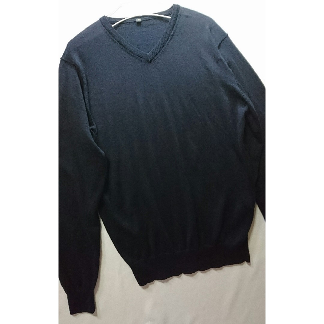 MUJI (無印良品)(ムジルシリョウヒン)の【無印良品】上質なシルク混★Vネックウールニットセーター★M ネイビーブルー 紺 レディースのトップス(ニット/セーター)の商品写真