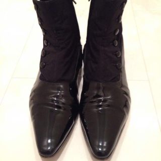 ディオール(Dior)の⭐︎美品 ディオールオム エナメルボタンヒールブーツ エディ期 SIZE41(ブーツ)