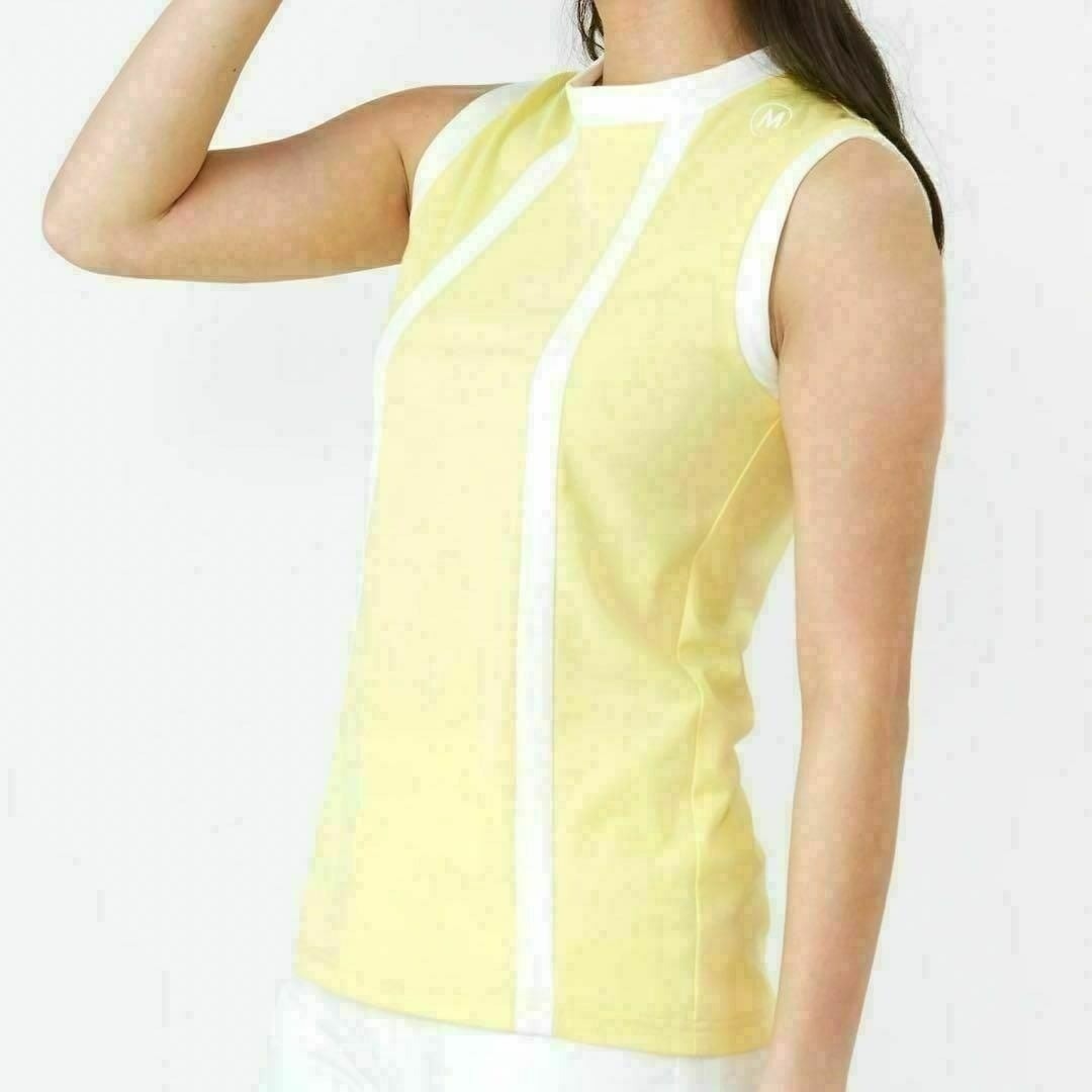 M・Uスポーツ(エムユースポーツ)のM•U SPORTS ハイネックノースリーブシャツ ライン ゴルフウェア 速乾 スポーツ/アウトドアのゴルフ(ウエア)の商品写真