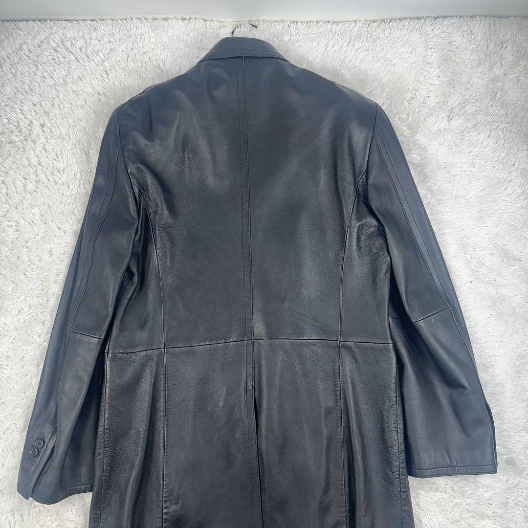 COMME CA DU MODE(コムサデモード)のコムサ　デ　モード　メン　ステンカラーコート　ロング　黒　レザー　ラムスキン　L メンズのジャケット/アウター(ステンカラーコート)の商品写真