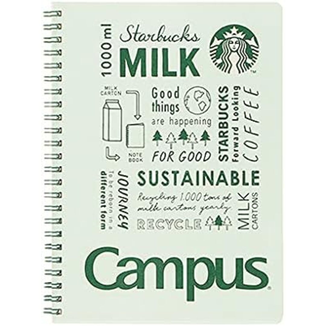 Starbucks(スターバックス)の未使用品 スターバックス　キャンパスリングノート ライトグリーン SBJス-T5A5LG【送料無料】【メール便でお送りします】代引き不可 インテリア/住まい/日用品の文房具(ノート/メモ帳/ふせん)の商品写真