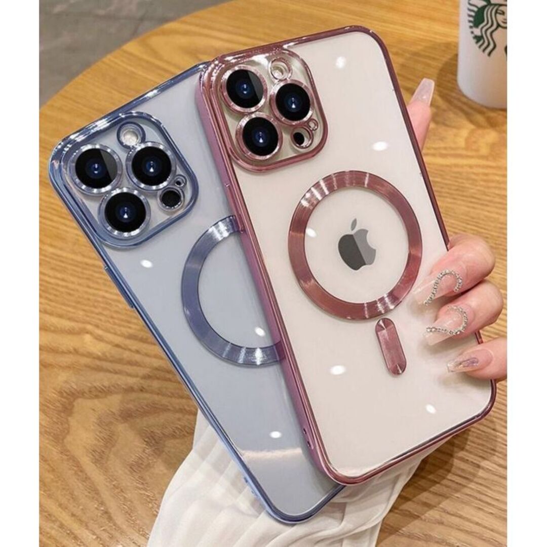 iphone14plusケースカバー磁気 ワイヤレス充電 シルバー  スマホ/家電/カメラのスマホアクセサリー(iPhoneケース)の商品写真