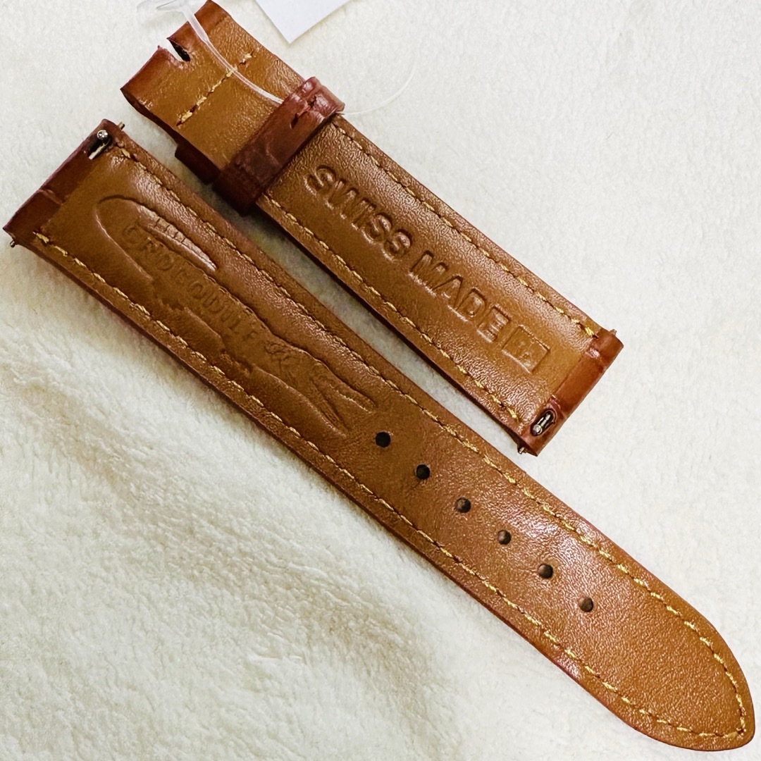3040#20mm-18mmコニャック★本物クロコダイル腕時計用ベルト★スイス製 メンズの時計(レザーベルト)の商品写真