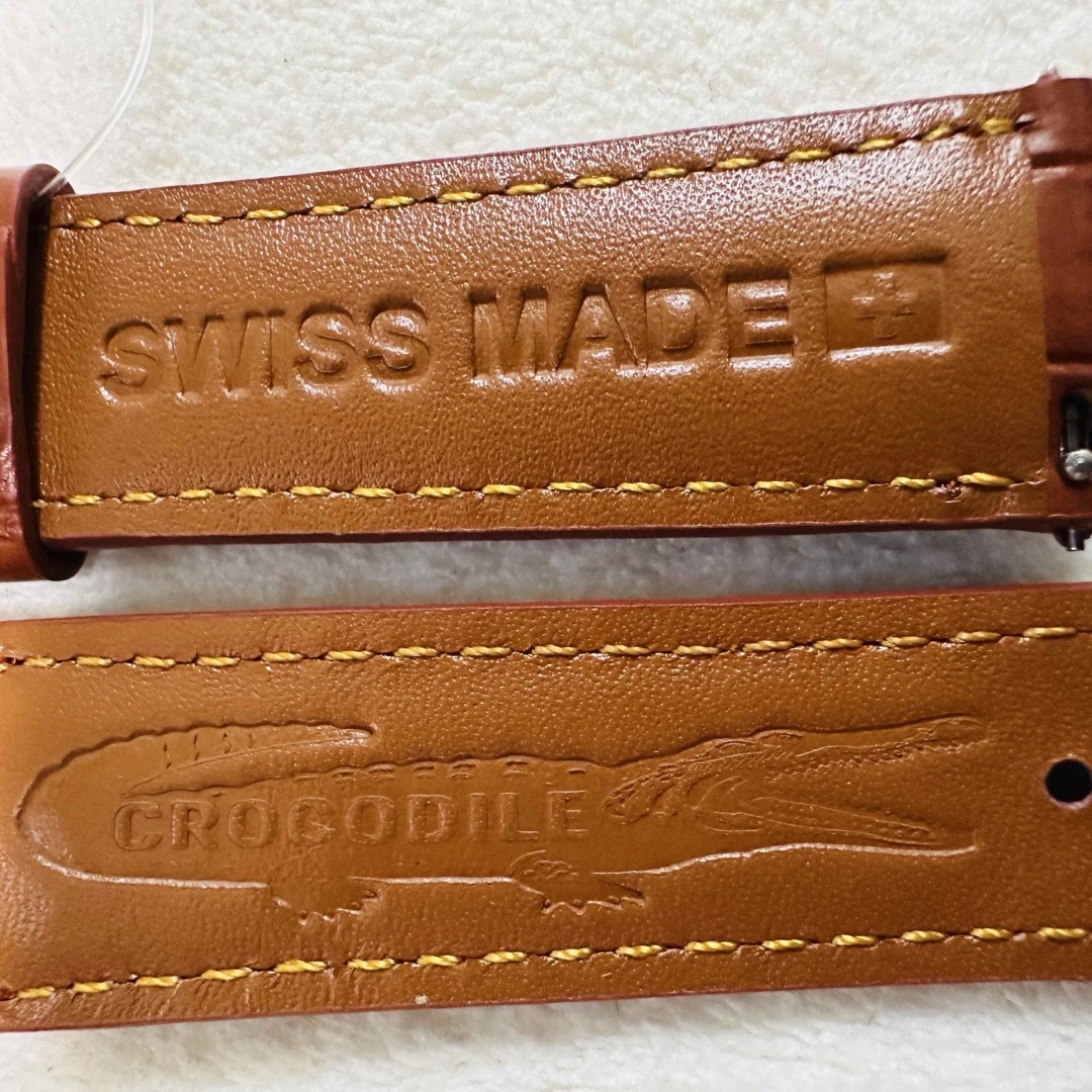 3040#20mm-18mmコニャック★本物クロコダイル腕時計用ベルト★スイス製 メンズの時計(レザーベルト)の商品写真