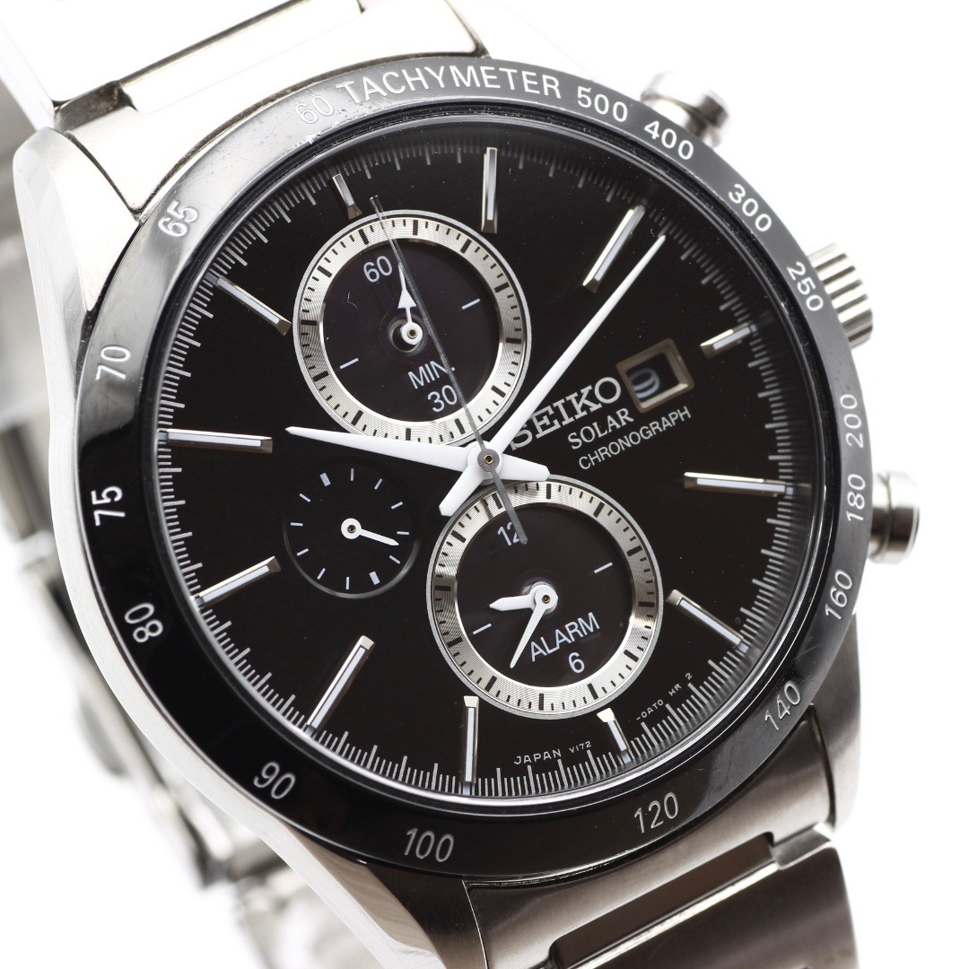 SEIKO(セイコー)の美品 SEIKO ソーラー クロノグラフ メンズ 腕時計 アラーム デイト 廃盤 メンズの時計(腕時計(アナログ))の商品写真