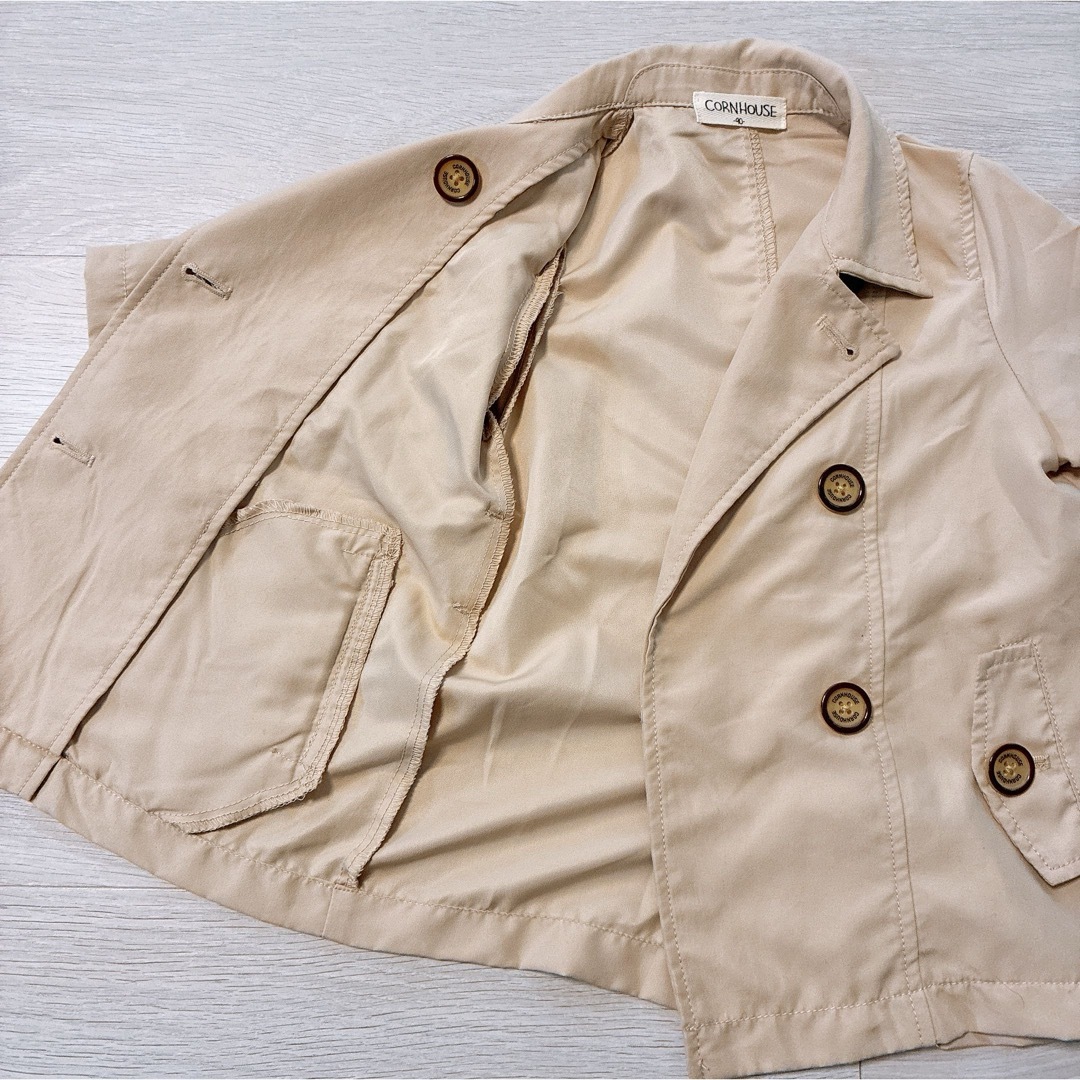 しまむら(シマムラ)の美品　CORNHOUSE　コーンハウス　90　トレンチコート　アウター　ベージュ キッズ/ベビー/マタニティのキッズ服女の子用(90cm~)(コート)の商品写真