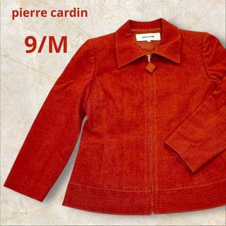 ピエールカルダン ジャケット レッド 9号 M相当 レトロ ジップアップ 美品