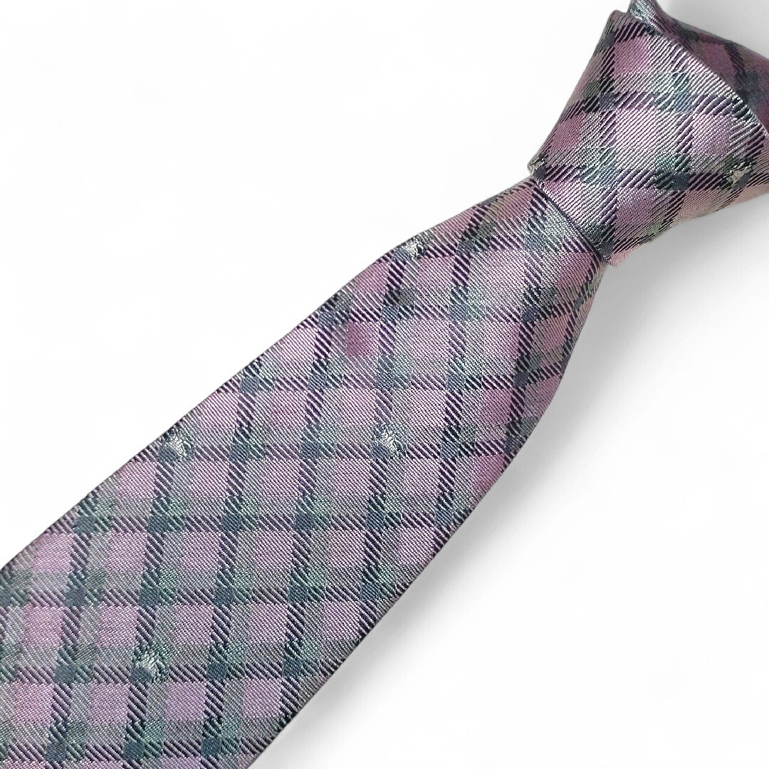 BURBERRY(バーバリー)のバーバリー　ネクタイ　ノバチェック　シルク　シルバーピンク系　ブランド メンズのファッション小物(ネクタイ)の商品写真