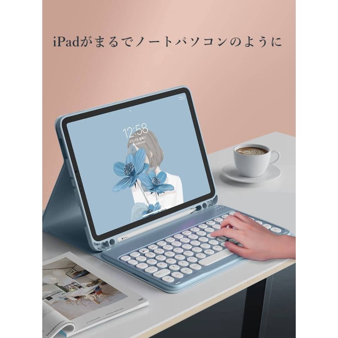 【サイズ:iPad5/iPad6/Air/Air2/Pro9.7_色:ブラック】 スマホ/家電/カメラのPC/タブレット(タブレット)の商品写真
