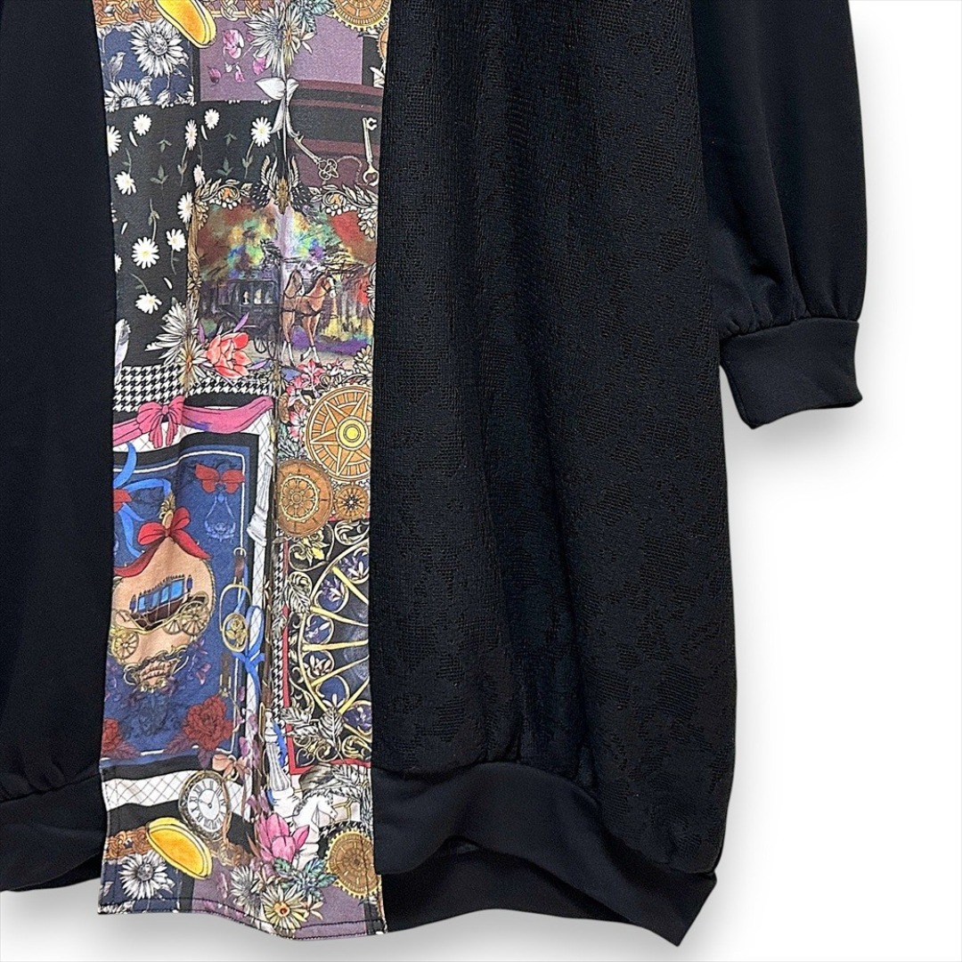 ScoLar(スカラー)の【ScoLar】スカラー 異素材ミックス 裏毛アシメワンピース タグ付き未使用 レディースのワンピース(ロングワンピース/マキシワンピース)の商品写真