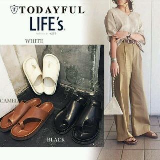 トゥデイフル(TODAYFUL)のtodayful フラットサンダル　ブラック　38(サンダル)