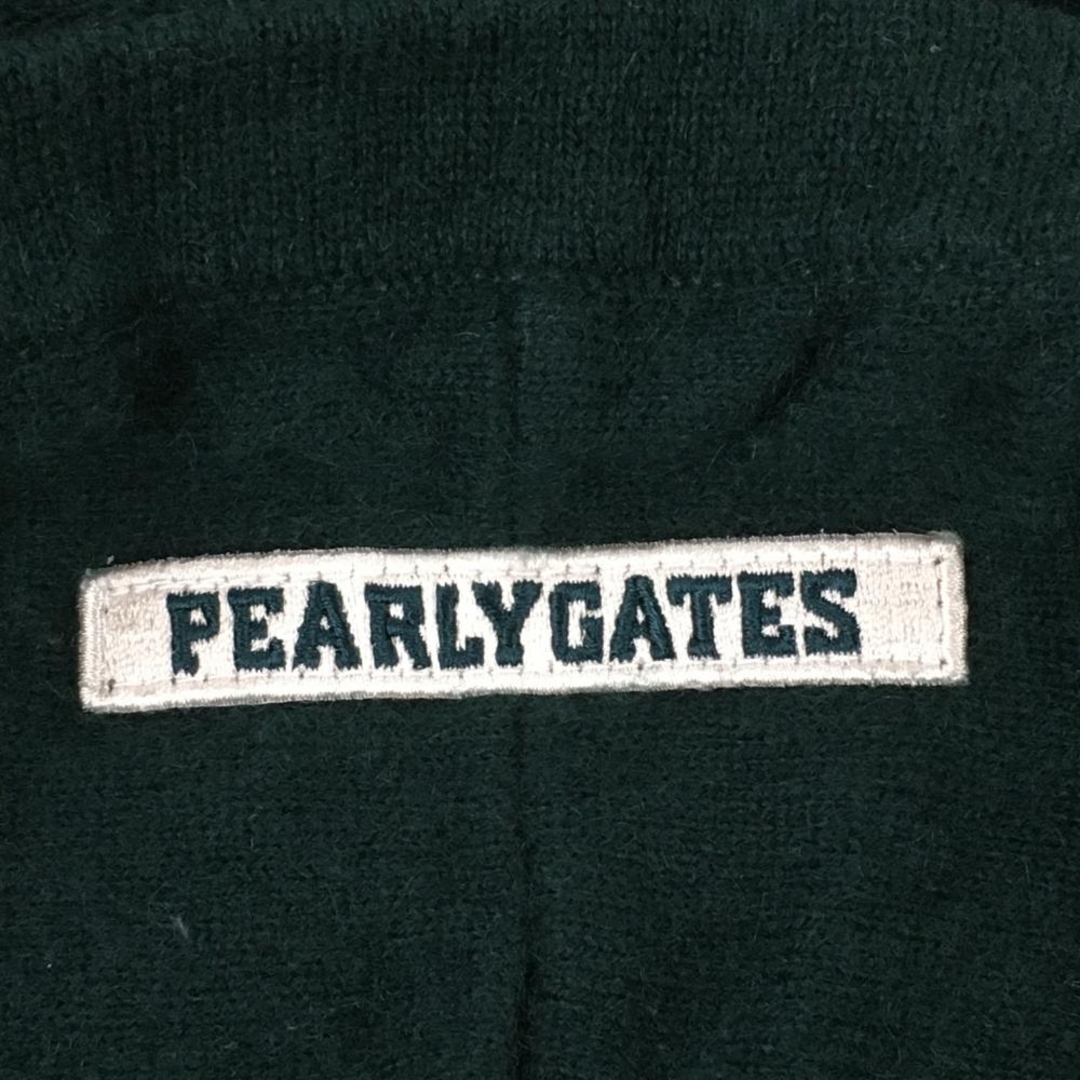 PEARLY GATES(パーリーゲイツ)の【美品】パーリーゲイツ フード付セーター グリーン 複数ワッペン カシミヤ混 ニット レディース 1(M) ゴルフウェア PEARLY GATES スポーツ/アウトドアのゴルフ(ウエア)の商品写真