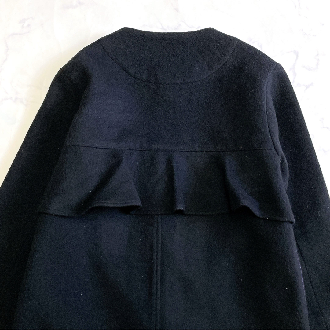 ANNA SUI(アナスイ)のアナスイ ファー付ウールコート ネコモチーフファー ビジュー フリル 140  キッズ/ベビー/マタニティのキッズ服女の子用(90cm~)(コート)の商品写真