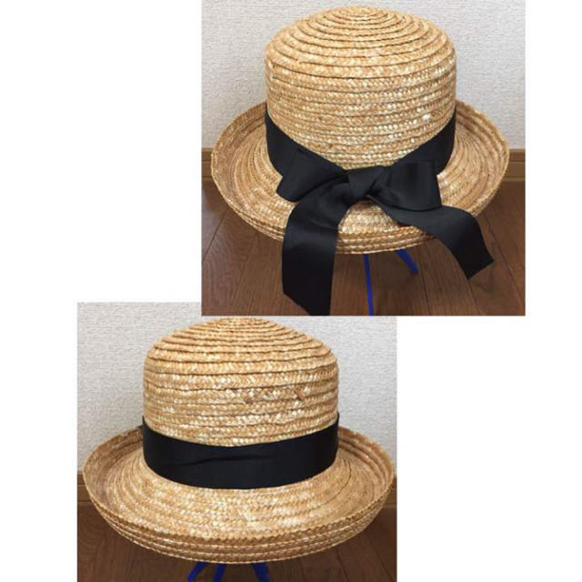 USED☆黒リボン ストローハット レディースの帽子(麦わら帽子/ストローハット)の商品写真