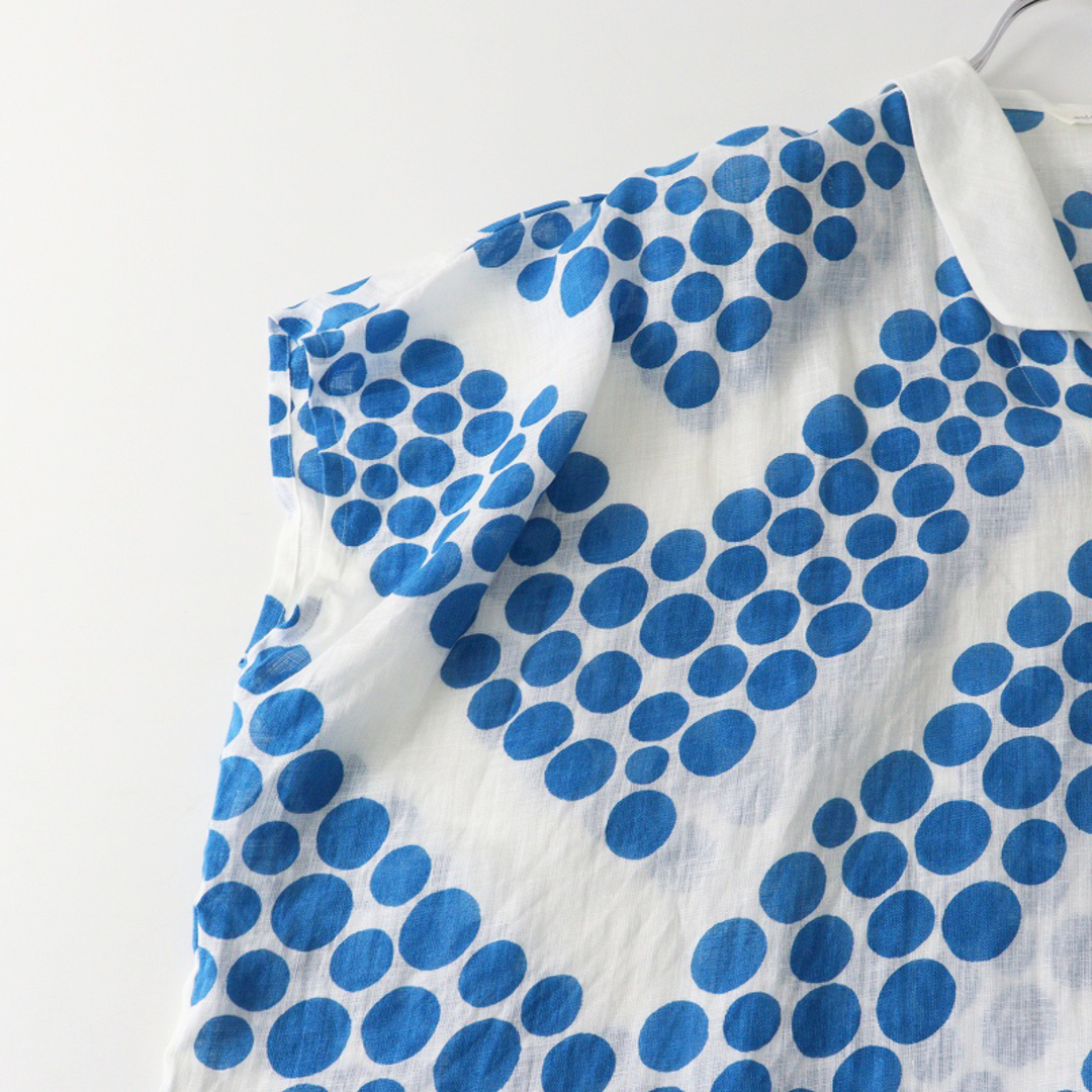 mina perhonen(ミナペルホネン)の2025SS ミナペルホネン mina perhonen kupla リネン 襟付きプルオーバーカットソー 40-42 ブルー┃トップス ブラウス【2400014711875】 レディースのトップス(シャツ/ブラウス(半袖/袖なし))の商品写真