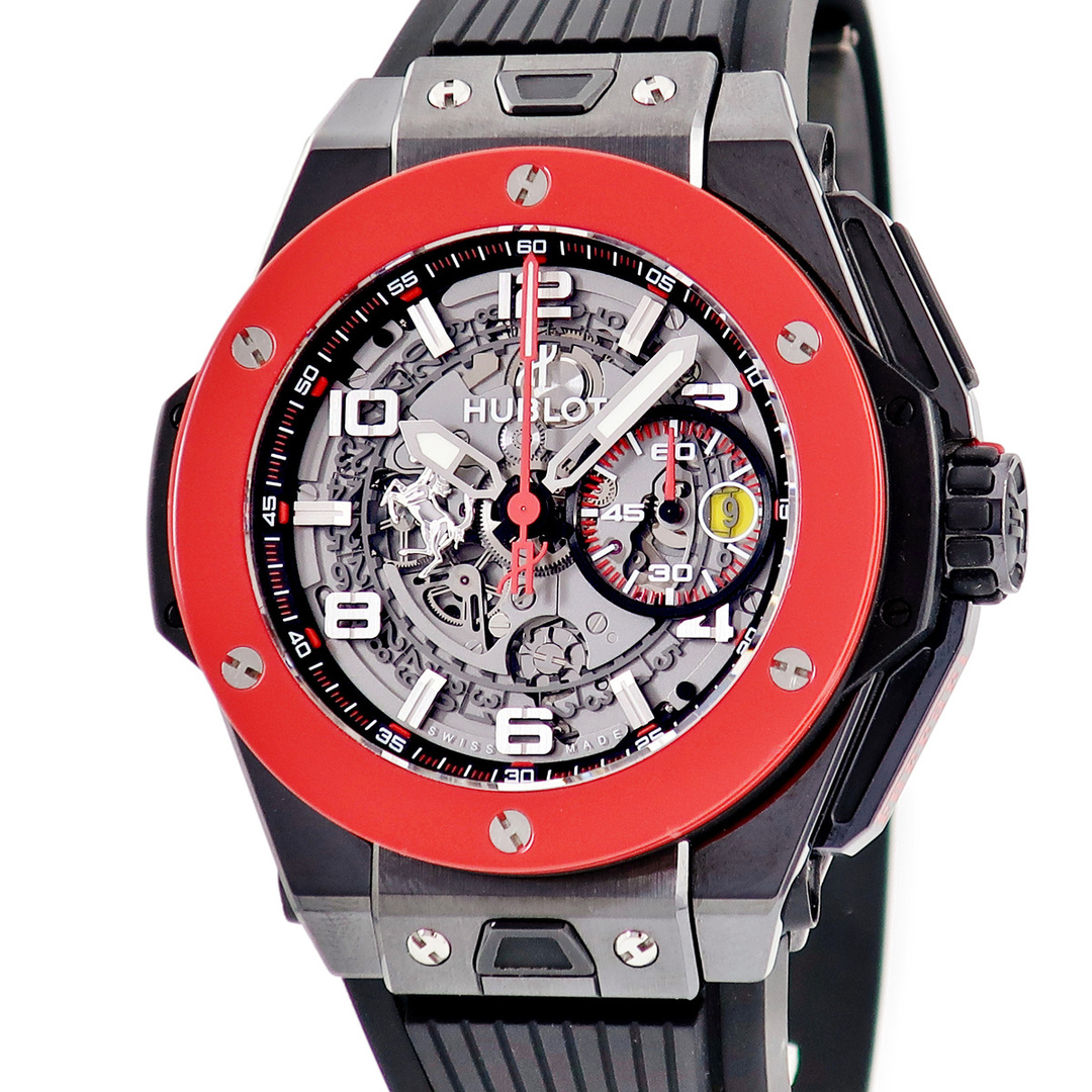 HUBLOT(ウブロ)のウブロ ビッグバン フェラーリ ブライトレッド 401.CF.0123.VR.FHK13 デイト コラボ 香港限定30本 自動巻き メンズ 腕時計 メンズの時計(腕時計(アナログ))の商品写真