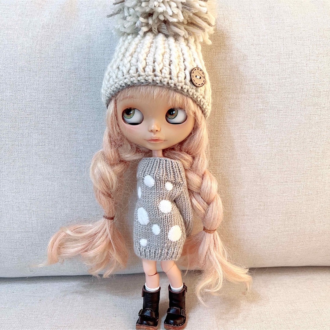 ＊ブライスアウトフィット　ドットニットワンピース＆ソックス＊ ハンドメイドのぬいぐるみ/人形(その他)の商品写真