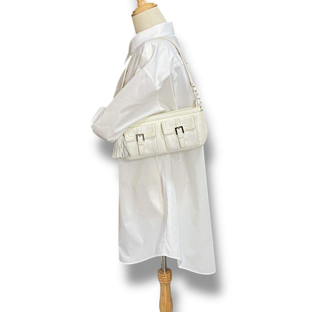 Brooks Brothers(ブルックスブラザーズ)のブルックスブラザーズ オールレザー ワンショルダーバッグ ホワイト レディースのバッグ(ショルダーバッグ)の商品写真