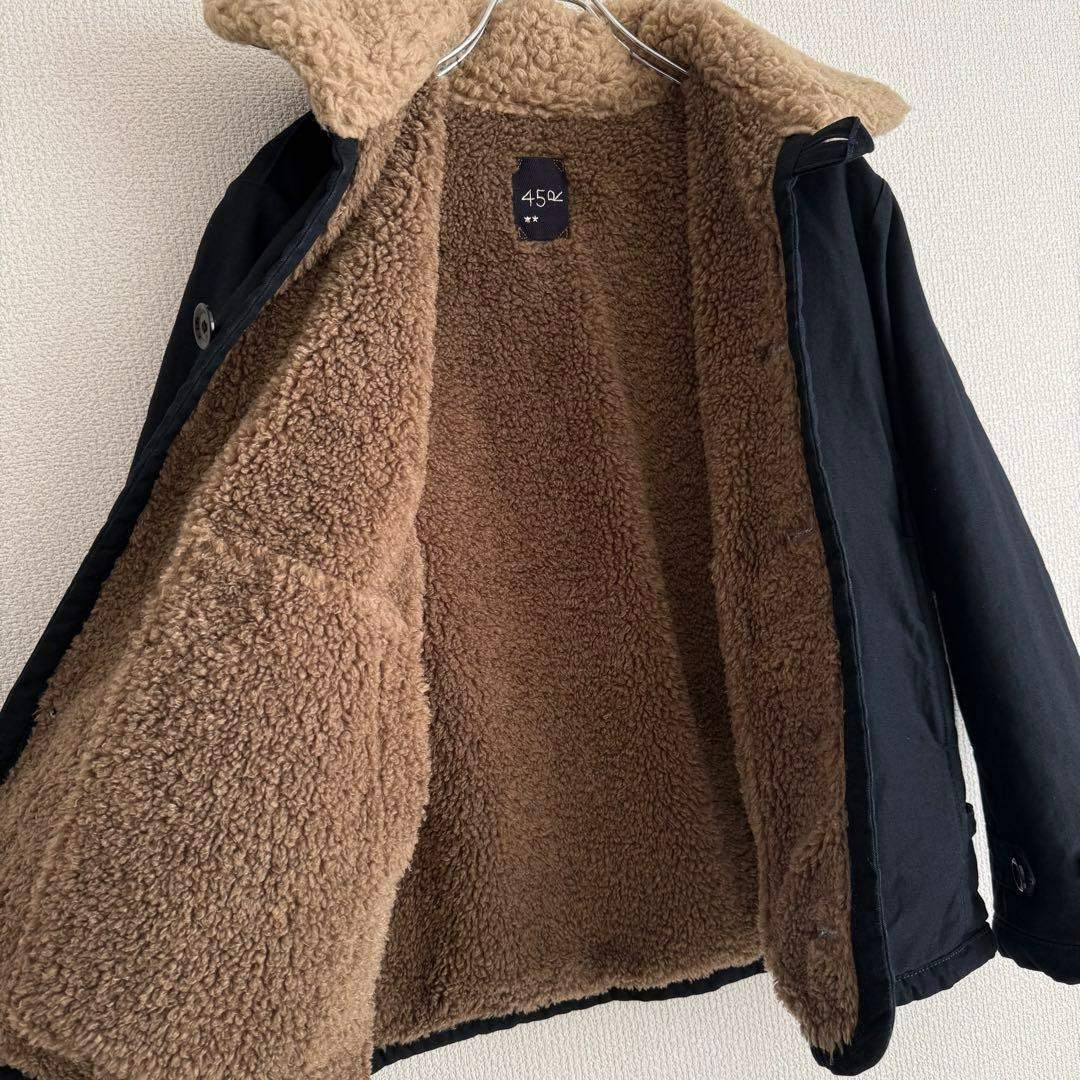 45R(フォーティファイブアール)の45R サテン×ボアの908ブルゾン インディゴ 定価9万 レディースのジャケット/アウター(ブルゾン)の商品写真