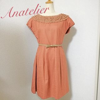 アナトリエ(anatelier)の定価17,280円 新品 アナトリエ ワンピース リボン ドレス 36 38(ひざ丈ワンピース)