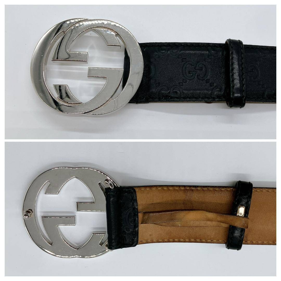 GUCCI(グッチ)のグッチ 114984 インターロッキングG グッチシマ レザー ベルト メンズのファッション小物(ベルト)の商品写真