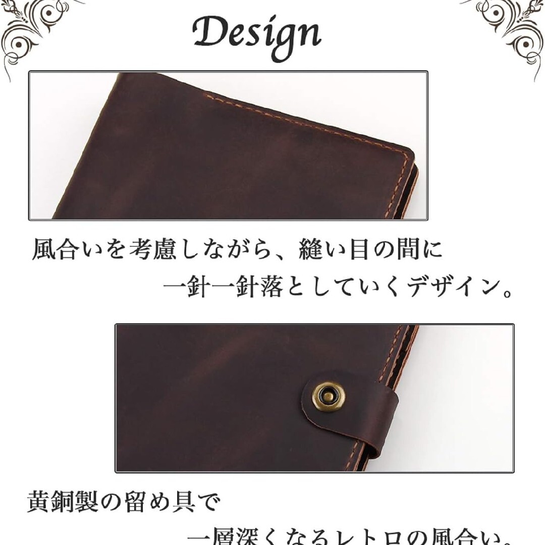 システム手帳 本革 ノート A5サイズ カバー レザー ジャーナリング 日記帳 メンズのファッション小物(手帳)の商品写真