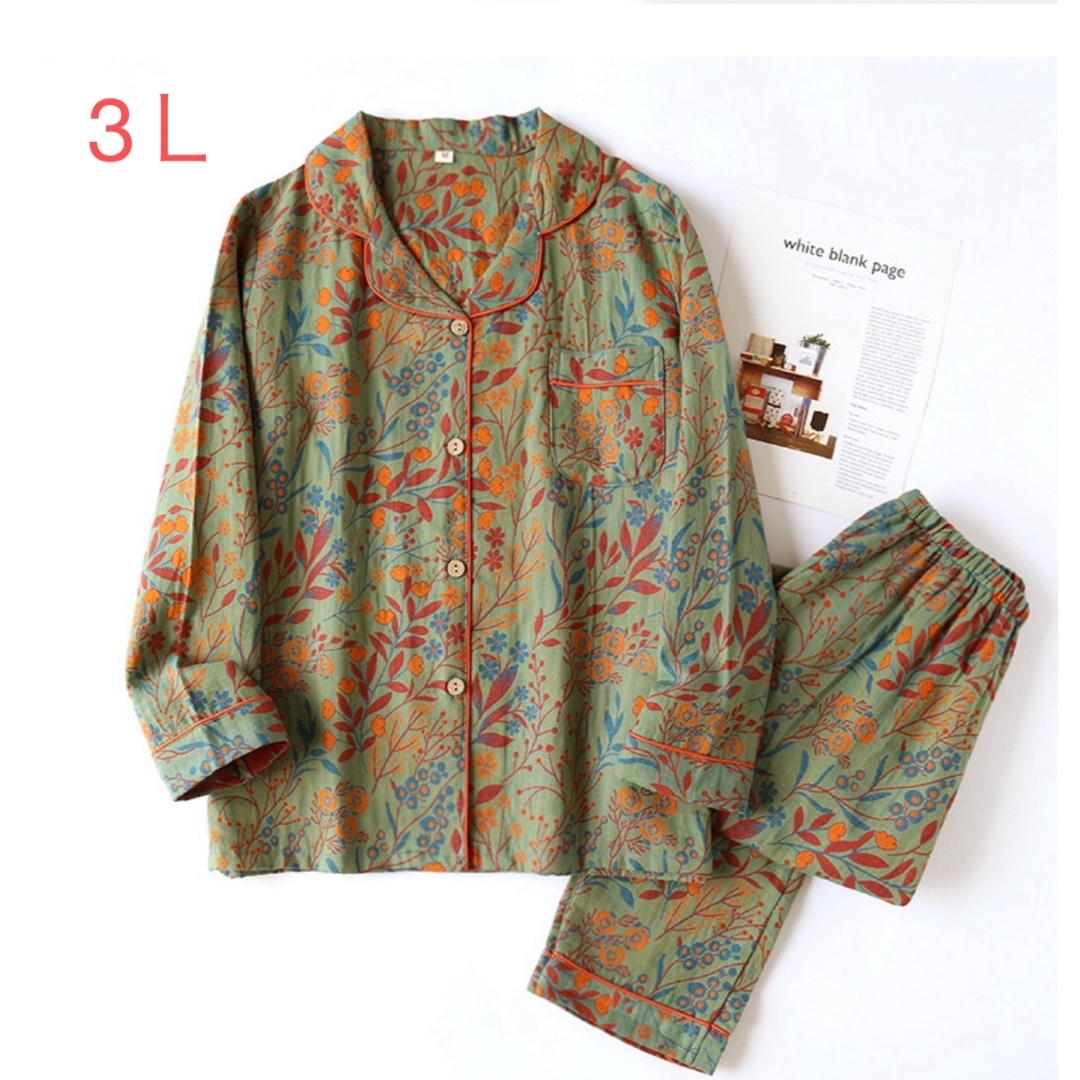 値下げ不可　綿100%ダブルガーゼ3Ｌパジャマ レディースのルームウェア/パジャマ(ルームウェア)の商品写真